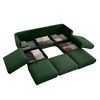 DOMETOUR Elegant Green Chenille U-Shaped 3-Seater Sofa with Ottoman, Cylindrical Backrest, Armrests & Hidden Storage Compartment - 4 of 4