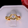 Christine Engagement Ring Promise Heart For Women Yellow or Rose Gold Cz Ginger Lyne Collection - 4 of 4