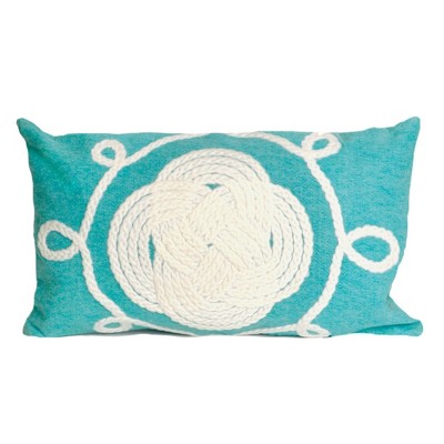 12"x20" Oversize Outdoor Lumbar Throw Pillow Aqua - Liora Manne