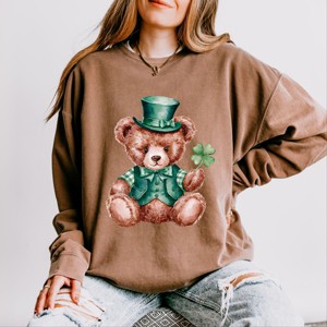 St. Patrick's Bear Clover - Women's Lightweight Garment Dyed Sweatshirt - 1 of 4