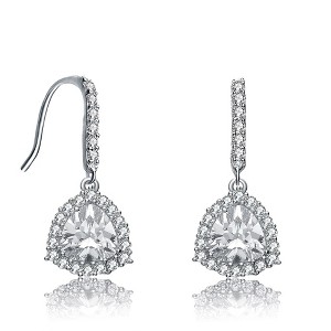 Elegant White Gold Plated Drop Earrings Adorned with Clear Cubic Zirconia for a Sparkling and Classic Look - 1 of 2