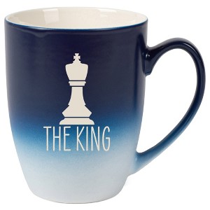 100 North Chess Game 10 Ounce Navy Blue and White Two Toned Ombre, Comfortably Fits Your Hands, Ceramic Tea Coffee Cup Mug, The King - 1 of 1