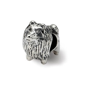 Black Bow Jewelry Sterling Silver Pomeranian Dog Bead Charm - 1 of 4