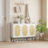 Rattan Organizer with 3 Doors, Shoe/Buffet/Sideboard Storage Cabinet with Adjustable Shelves for Entryway, Hallway, Living Room, Closet - 2 of 4