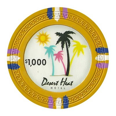 Slickblue 13.5-Gram Poker Chips 25-Pack, Desert Heat Theme, Greek Key Mold, Clay Composite, $5-$1K