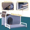 Akoasm Large Wooden Dog House With Terrace And Open Anti-Water Asphalt Roof & Raised Floor, Windows And Door Curtains For Small And Medium Dogs - 3 of 4