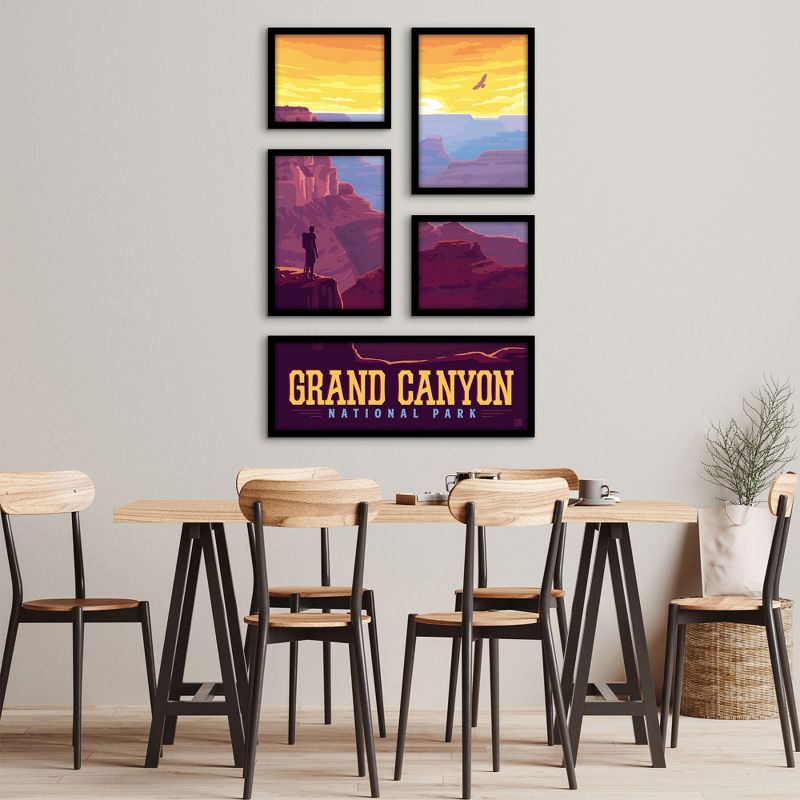 Americanflat Grand Canyon Sunset National Park 5 Piece Grid Wall Art Room Decor Set - landscape Vintage Modern Home Decor Wall Prints, 2 of 6