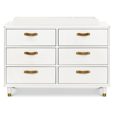 Warm White Tanner Classic 6-Drawer Dresser with Leather Handles