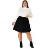 Agnes Orinda Women's Plus Size Tie Waist Button Front Pockets A-Line Midi Denim Skirts - 3 of 4