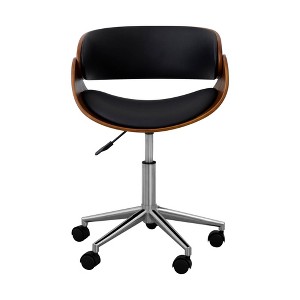 Faux Leather Curved Swivel Home Office Chair with Adjustable Seat Height Black/Brown - Teamson Home - 1 of 4