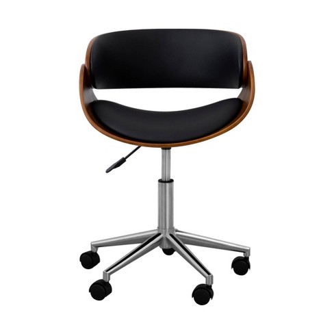 Flash Furniture Black Leather Contemporary Adjustable Height Swivel Faux  Leather Desk Chair in the Office Chairs department at