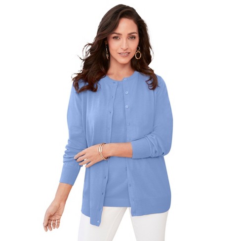 Jessica London Women's Plus Size Fine Gauge Cardigan - 18/20, Blue : Target