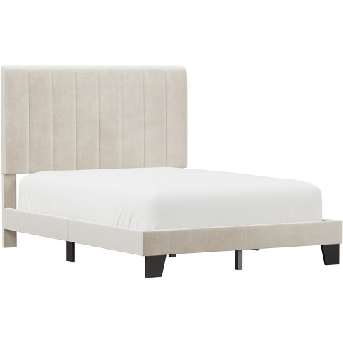 Full Crestone Upholstered Adjustable Height Platform Bed Cream ...