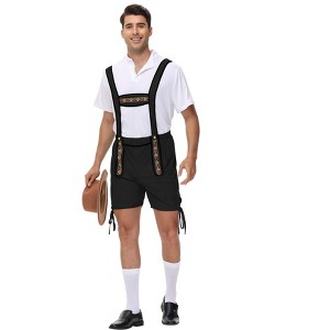 Men's Halloween Festival Custome Dress Shirts Set ,Including Overalls and Top - 1 of 4