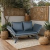 KTMBDW Outdoor Bench 2-Person Wicker Garden Patio Foldable Benches Seating Furniture for Backyard, Porch w/Seat Cushion - Gray/Navy - 2 of 4
