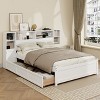 Twin/Full Size Platform Bed Frame Storage Bed with Tall Extended Bookcase Headboard, 6 Drawers and Charging Station, White-ModernLuxe - 3 of 4
