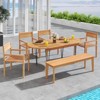 Costway 1/2/4 PCS Outdoor Teak Wood Chair Patio Dining Armchair with Slatted Seat & Backrest - 4 of 4