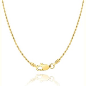 1.35mm Rope Chain Necklace 18K Gold Plated Sterling Silver 16-26 Inch - 1 of 4