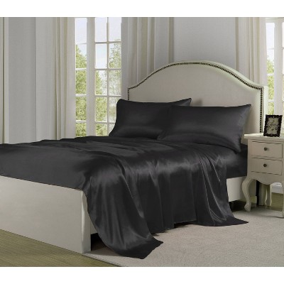 Queen Satin Sheet Set Silver - Belles & Whistles : Target