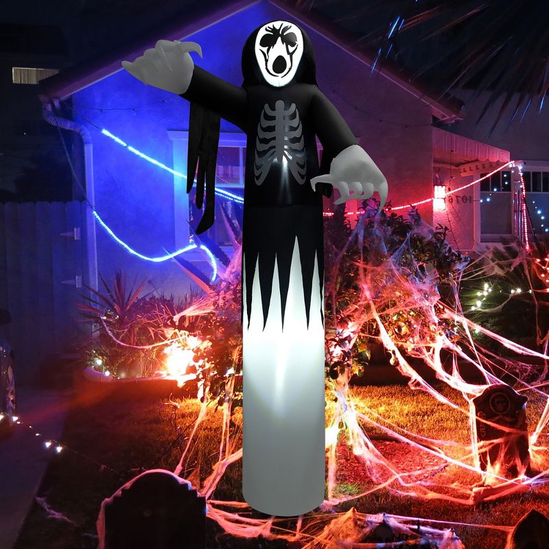 Costway 12 FT Inflatable Halloween Skeleton Giant Blow up Halloween Skull w/ LED Lights, 2 of 11