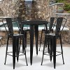 Emma and Oliver Commercial Grade 30" Round Metal Indoor-Outdoor Bar Table Set with 4 Cafe Stools - 2 of 4