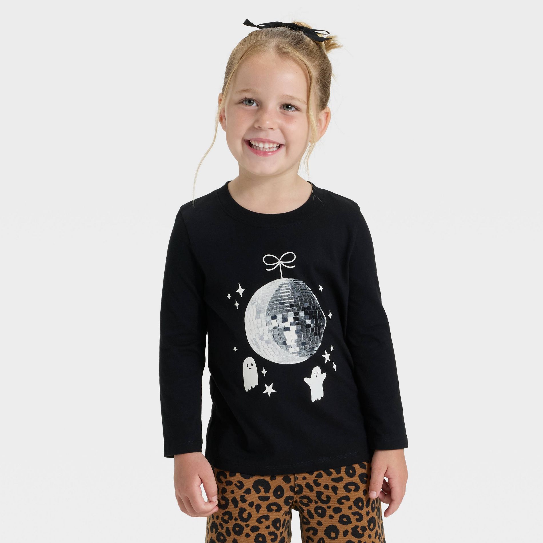 Toddler Girls' Long Sleeve Halloween Graphic T-Shirt - Cat & Jack™ Black 2T