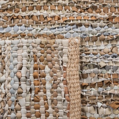 Ivory Cotton and Cowhide Handmade Flat Woven Rug - 3x5 Feet