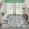 5x7 Washable Vintage Rug – Ultra-Thin Non-Slip Retro Medallion Carpet, Lightweight Floor Mat for Living, Bedroom, Dining, Home Office, Blue - 4 of 4
