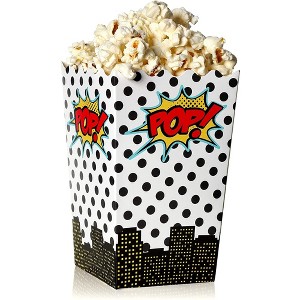 Blue Panda 100 Pack Bulk Comic Book-Styled 20oz Mini Popcorn Boxes for Halloween, Movie Nights, Party Supplies, 3.3 x 5.6 x 3.3 In - 1 of 4