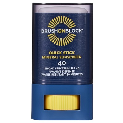Brush On Block Quick Stick SPF 40, Mineral Sunscreen Stick, UVA/UVB Protection, Water Resistant, Hawaii Compliant, Reef Friendly