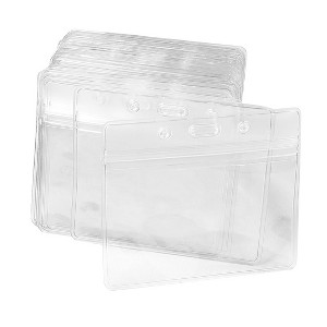Unique Bargains Plastic Horizontal Name Tag Employee Badge ID Card Holders Clear 50 Pcs - 1 of 4