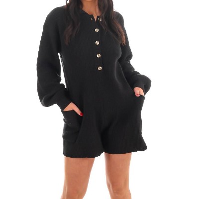Women's Warm Embrace Button Up Romper - Blue Blush