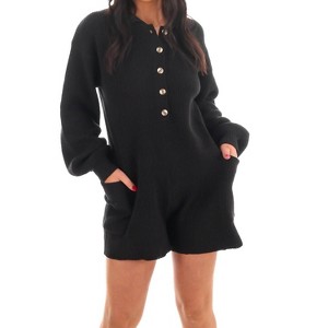 Women's Warm Embrace Button Up Romper - Blue Blush - 1 of 3