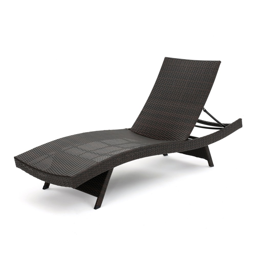 Photos - Garden Furniture Salem Wicker Lounge with Cover - Multibrown/Beige - Christopher Knight Hom