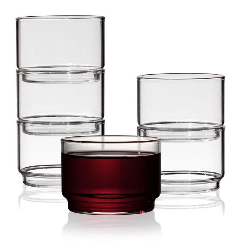 Viski Bodega Glasses - Stackable Drinking Glasses Set - Modern Glassware for Wine and Cocktails - 7oz Set of 6, 4 of 10