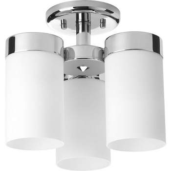 Progress Lighting Elevate 3-Light Semi-Flush Mount in Polished Chrome with Etched White Glass Shade