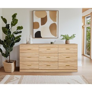 Okak Minimalism Bedroom Dresser Nightstand with 6 Drawers Glod Handles Ample Storage Chest Cabinet for Living Room Hallway Kids Room - 1 of 4