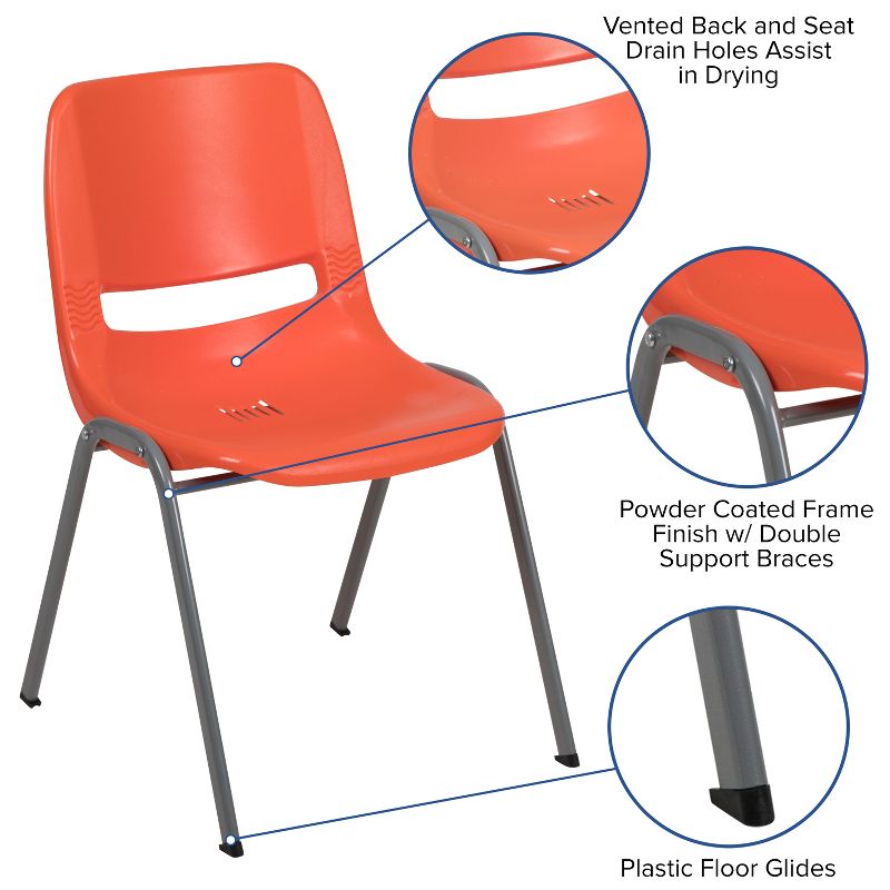 Flash Furniture HERCULES Series 880 lb. Capacity Ergonomic Shell Stack Chair with Metal Frame, 5 of 13