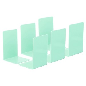 Unique Bargains Acrylic L-shaped Smooth Rounded Corner Book Ends - 1 of 4
