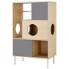 YOOCOZZ 2-in-1 Cat Tree Bookshelf with Storage and Litter Box Enclosure,Cat Climbing Shelves-Natural&Grey - 3 of 4