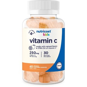 Nutricost Kids Vitamin C Gummies (250mg) 60 Gummies - Vitamin C for Kids Ages 4+, Natural Flavors, Immune Support Supplement, 30 Servings - 1 of 4