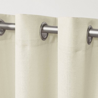 Ivory Light-Filtering Linen Grommet Curtain Panels, 54"x96"