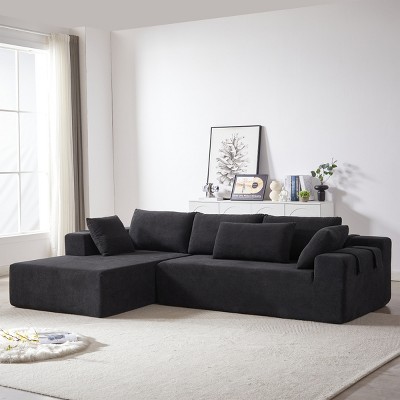 108" Chenille Modular Sectional Sofa,Upholstered L-Shape Sofa with 6 Pillows,Free Combination for Home Living Room-Baofuwish