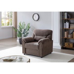 Chenille Upholstered Chair with Flared Arms, Nailhead Trim, Removable Back and Foam-Encased Coil Spring Seating with Pillow-Top Arm Cushions - 1 of 4