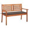 vidaXL Outdoor Patio Bench Loveseat Chair with Cushion Solid Wood Eucalyptus - Taupe 47.2" - 2 of 4