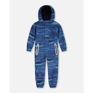 Deux par Deux Kids Unisex Printed Mid-Season One-Piece Outerwear Blue Wave and Black - 1 of 3