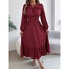 Clearlove Women's Long Sleeve Dress with Ruffle Accents & Defined Waist - 2 of 4