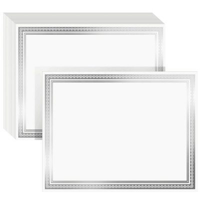 Juvale 50 Sheets Certificate Paper for Printing with Silver Foil Border for Graduation Diploma, Achievement Awards, 8.5 x 11 In
