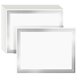 Juvale 50 Sheets Certificate Paper for Printing with Silver Foil Border for Graduation Diploma, Achievement Awards, 8.5 x 11 In - 1 of 4