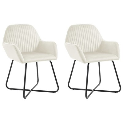 vidaXL Dining Chairs 2 pcs Cream Velvet